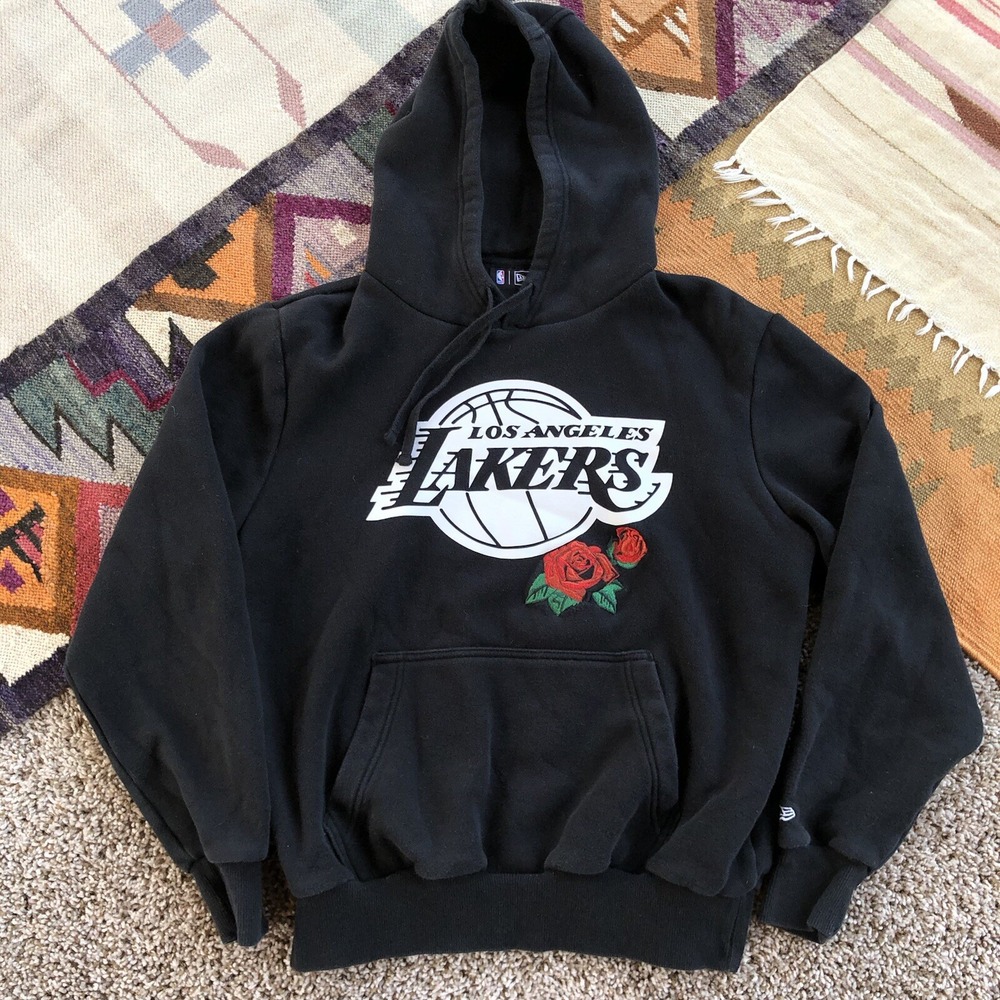 Los Angeles Lakers New Era Floral Rose Hoodie Mens Medium Black Embroidered NBA